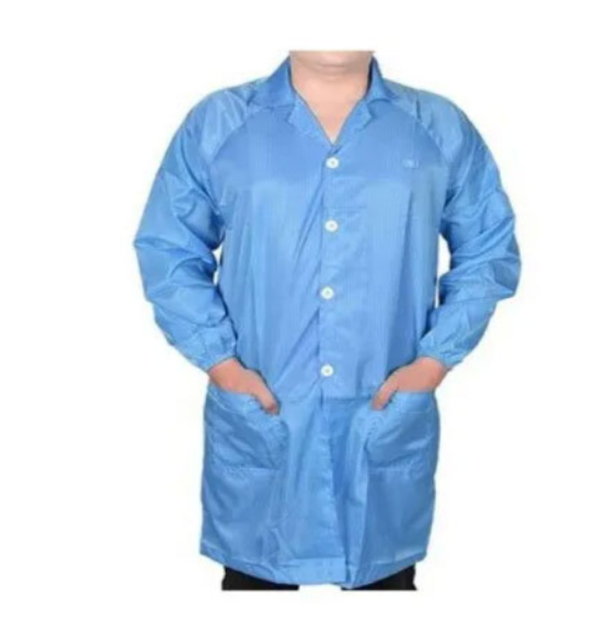 MS. ESD Apron, Polyester Blue For Electronic Manufacturing
